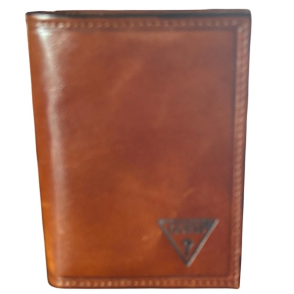 Men’s VTG GUESS Leather Bifold Wallet Brown credit card photos cash id holder - Picture 2 of 6